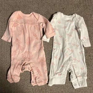 Child of mine preemie rompers, pink and white floral, new without tags